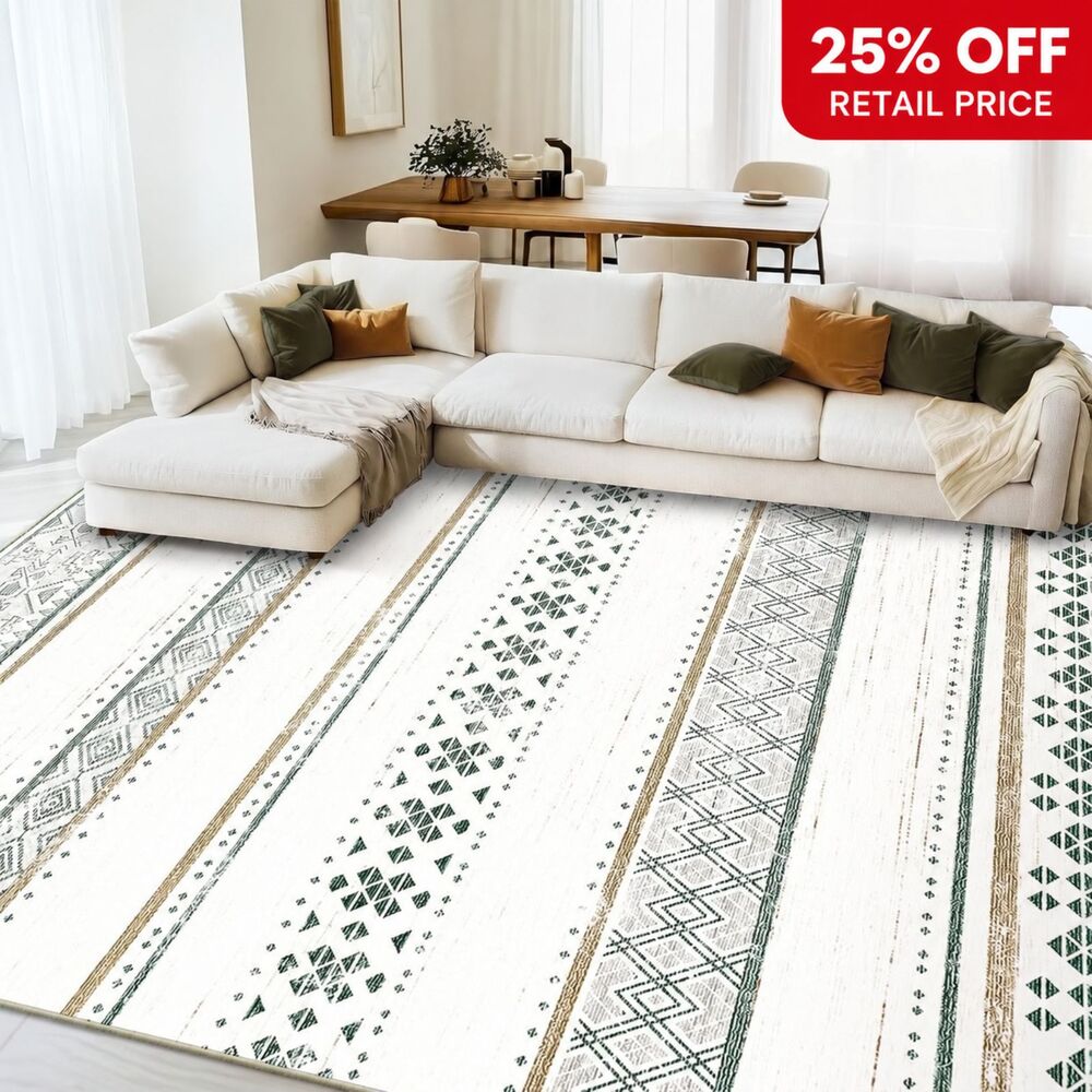 Brand New BESTSWEETIE 8×10 Washable Moroccan Farmhouse Area Rug